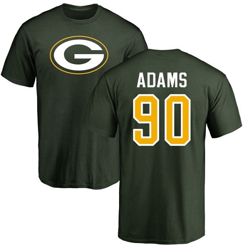 Men Green Bay Packers Green #90 Adams Montravius Name And Number Logo Nike NFL T Shirt->nfl t-shirts->Sports Accessory
